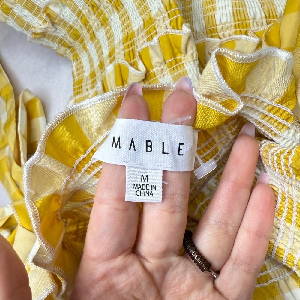 Mable Dress | Yellow and White Gingham | Tie Shoulders | Size M - Picture 4 of 4